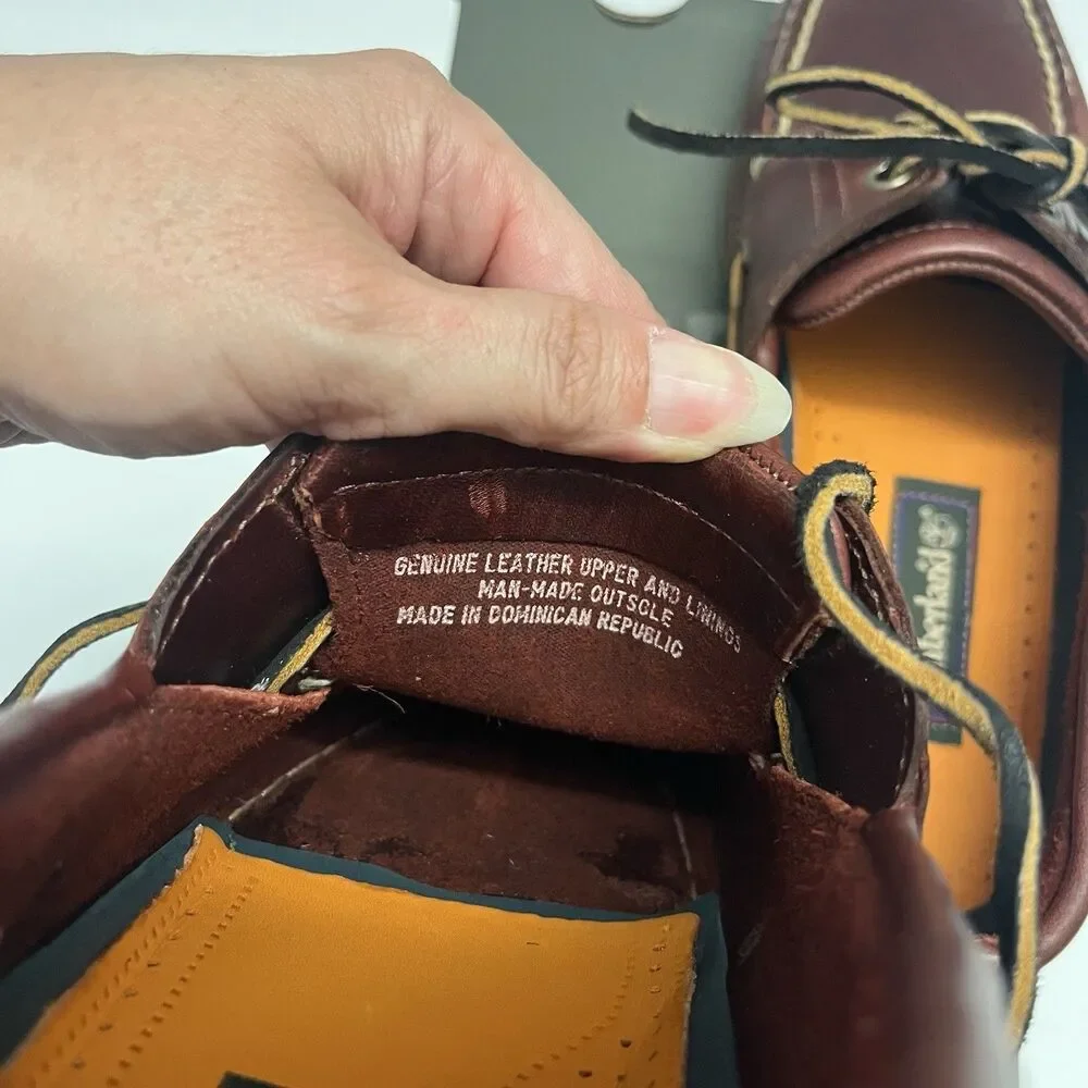 TIMBERLAND MEN CLASSIC 2 EYE ROOT BEER SHOE BROWN FULL GRAIN BOAT SHOE SZ 8.5 M